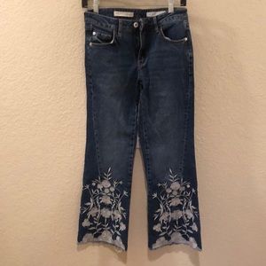 Anthro Pilcro Hi-rise Flare embroidered jeans 26